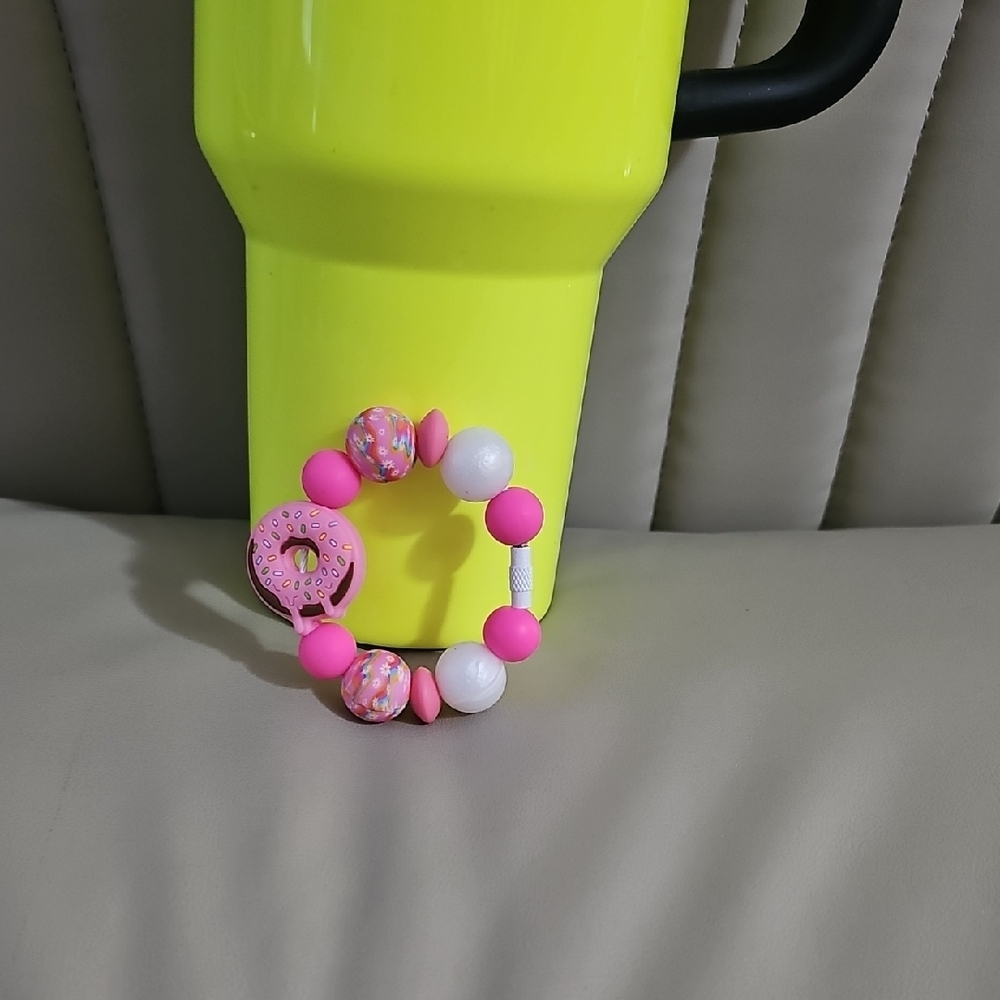 Pink Sprinkled Donut Tumbler Charm